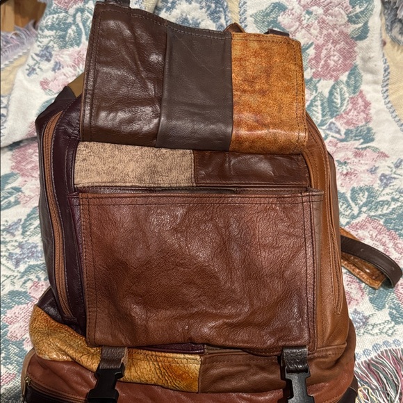 Multicolored Leather Patchwork Backpack - Picture 7 of 8